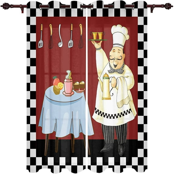 Rustic Food Vintage Cooking Sign Kitchen Curtains for Living Room Sheer Curtains Blinds Drapes Kitchen Wall Decor