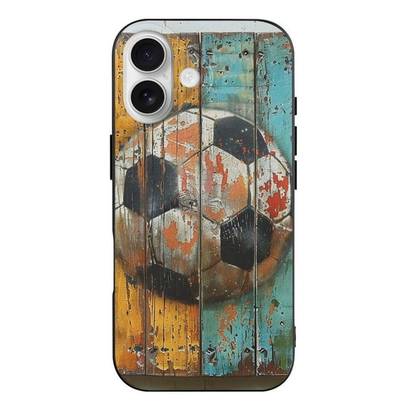 Rustic Football Wooden Plank Black TPU Case for iPhone 17 Slim Shockproof Protective Phone Cover