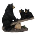 thumbnail image 1 of Rustic Forest Black Bear Mother and 2 Cubs Sitting On Tree Logs Seesaw Figurine, 1 of 9