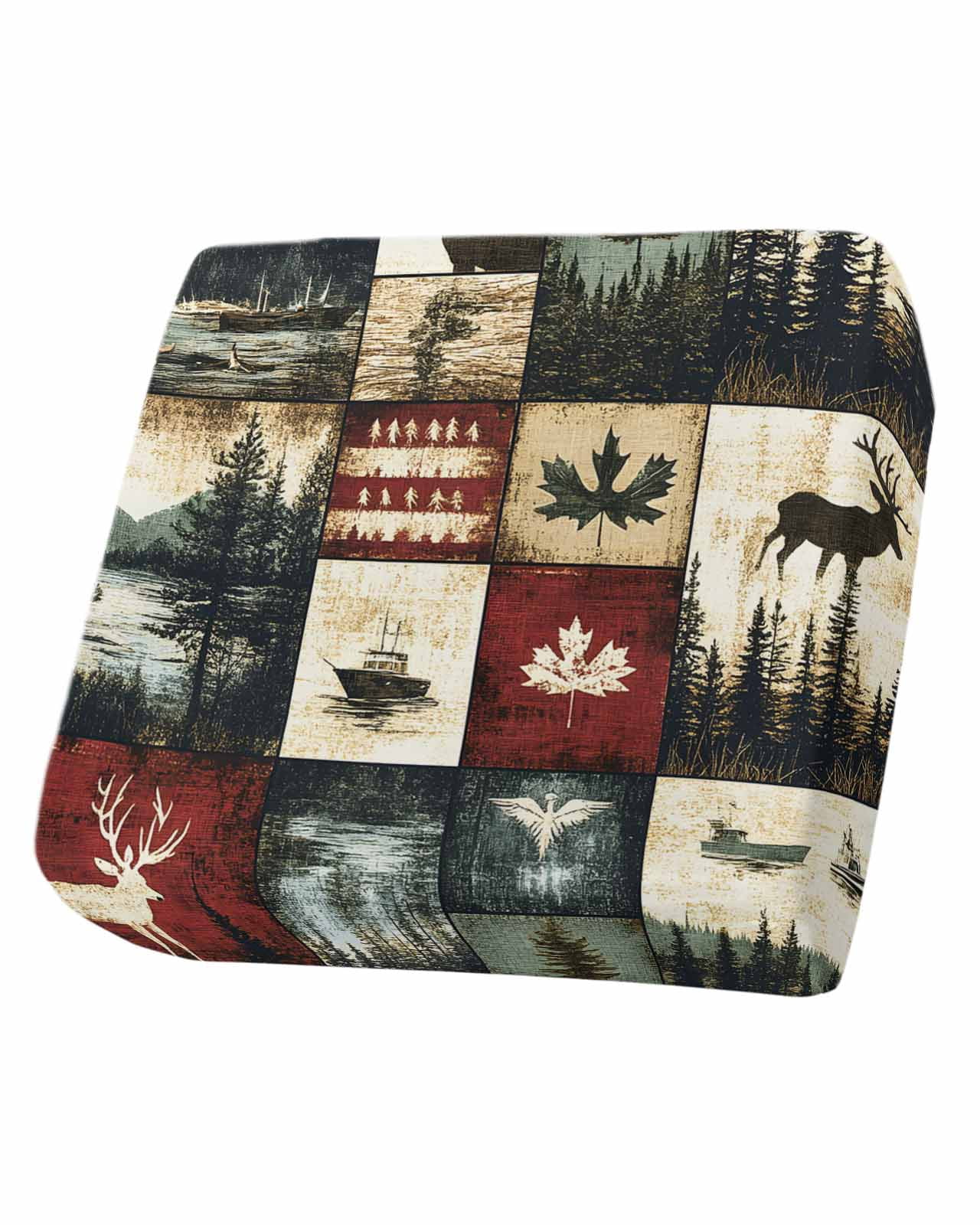 Rustic Forest Couch Cushion Covers Stretch, Washable Sofa Seat Covers Individual Seat Cushion Sofa Slipcovers Reindeer Pine Tree Nautical Boat Retro Couch Cover Furniture Protector S-1PCS