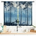 thumbnail image 1 of Rustic Forest Curtains, Farmhouse Cabin Tree Lodge Hunting Deer Camping Vintage Retro Country Blue Blackout Window Drapery Treatments for Liivng Room Bedroom Kitchen Bathroom 2 Panels, 27.5x36 Inch, 1 of 4