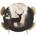 thumbnail image 1 of Rustic Forest Deer Round Tablecloth 55-60 Inch Round Fitted Table Cloth with Elastic Edge, Retro Farmhouse Country Animals Tree Waterproof Table Cover Protector for Outdoor Picnic Party Dining, 1 of 6