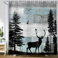 thumbnail image 1 of Rustic Forest Deer Shower Curtain Cabin Farmhouse Country Lodge Bathroom Decor Polyester Fabric Bath Curtain Set with Hooks 72x72 Inches, 1 of 6