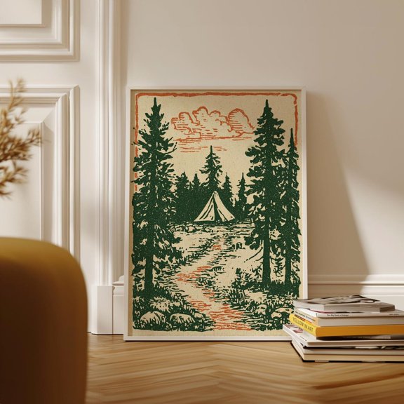 Rustic Forest Landscape Poster, Unframed Paper Poster 24x36in