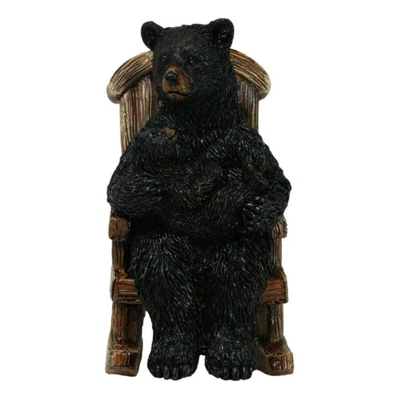 Rustic Forest Mama Black Bear With Sleeping Cub On Rocking Chair Figurine