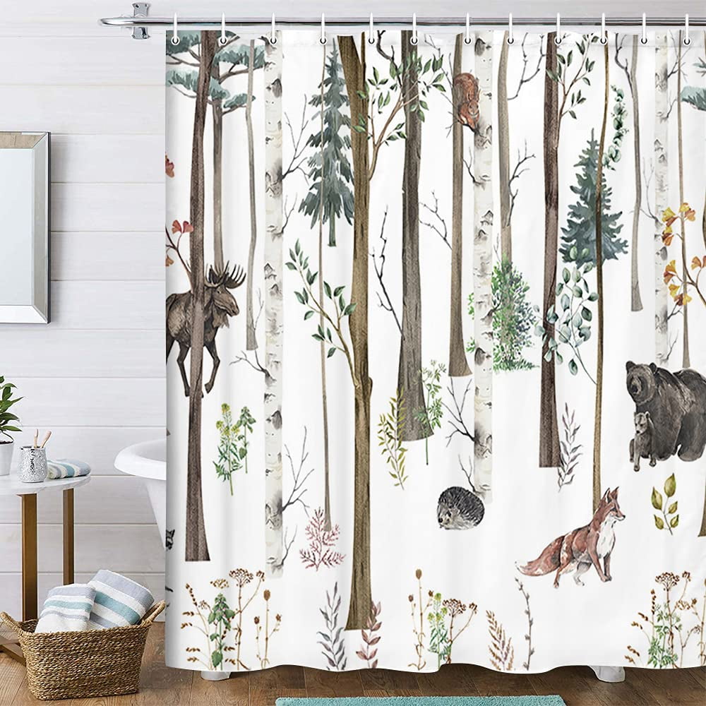 Rustic Forest Shower Curtain for Bathroom, Rustic Lodge Forest Cabin ...