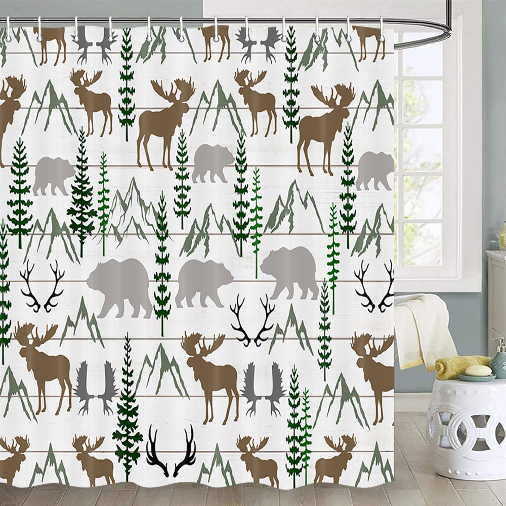 KAIRA Rustic Forest Shower Curtain – Dark Cottagecore Magic Forest Design, Water-Resistant 72x72