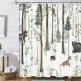 thumbnail image 1 of Rustic Forest Shower Curtain for Bathroom, Rustic Lodge Forest Cabin Shower Curtain Country Hunting Bathroom Curtain, Wild Animal Bear Moose Deer Fox in Forest Shower Curtain 70X84IN with 12PCS Hooks, 1 of 6