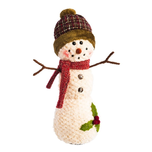 Rustic Forest Snowman LED Plush Dcor