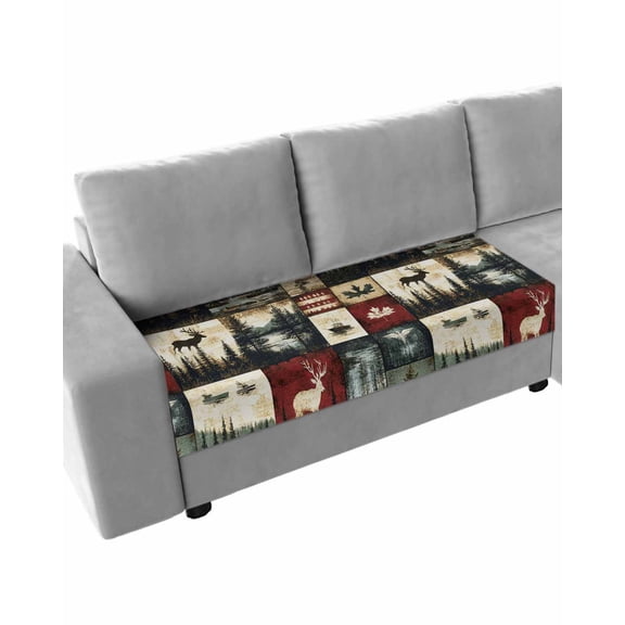 Rustic Forest Sofa Couch Cushion Covers Washable, Removable Stretchable Sectional Couch Covers, Reindeer Pine Tree Nautical Boat Retro Slipcovers for L & T Shape Sofa Furniture Protector M Size 1 pc