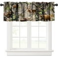 thumbnail image 1 of Rustic Forest Valance Curtain, Camouflage Hunting Tree Camo Deer Elk Bird Bear Windows Curtain Valance for Kitchen Dining Room Bedroom Canteens Home Decor, One Panel 54x18in, 1 of 6