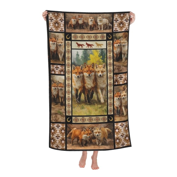 Rustic Fox Bath Towel Soft and Highly Absorbent for Adults