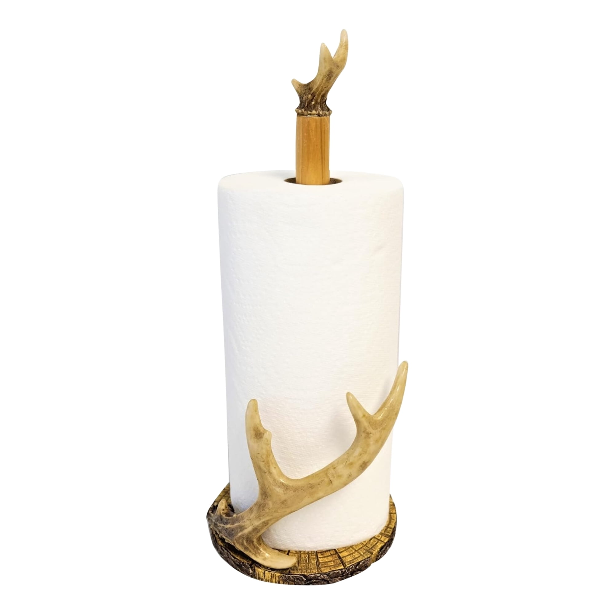 Rustic Free Standing Faux Deer Antler Paper Towel Holder Hunting Cabin Log Decor