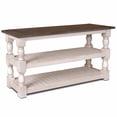 thumbnail image 1 of Rustic French Console in Distressed White/Brown Wood Dining Sideboard/Sofa Table, 1 of 7