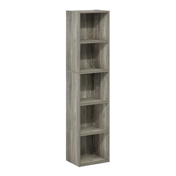 Furnifact French Oak 5-Tier Open Shelf Bookcase, Engineered Wood Storage Shelves for Living Room, Office, Durable Engineered Wood Construction