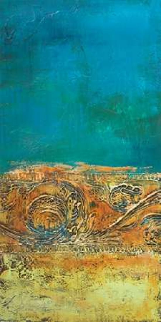 Rustic Frieze on Teal II Canvas Art - Lanie Loreth (24 x 48)