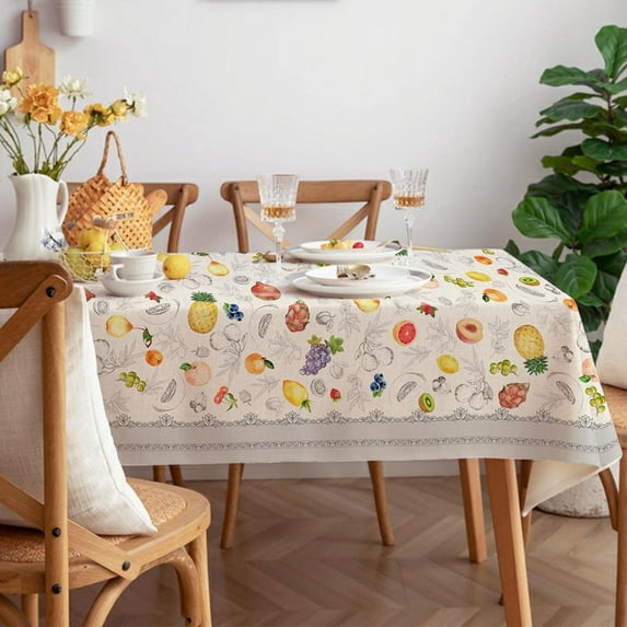 Rustic Fruit Grey Table Cloth,Vintage Print Table Cloth 60 x 120 for Farmhouse Decor,Perfect for Kitchen Dinner, Restaurant ,Outdoor Holiday Picnic Table Cover