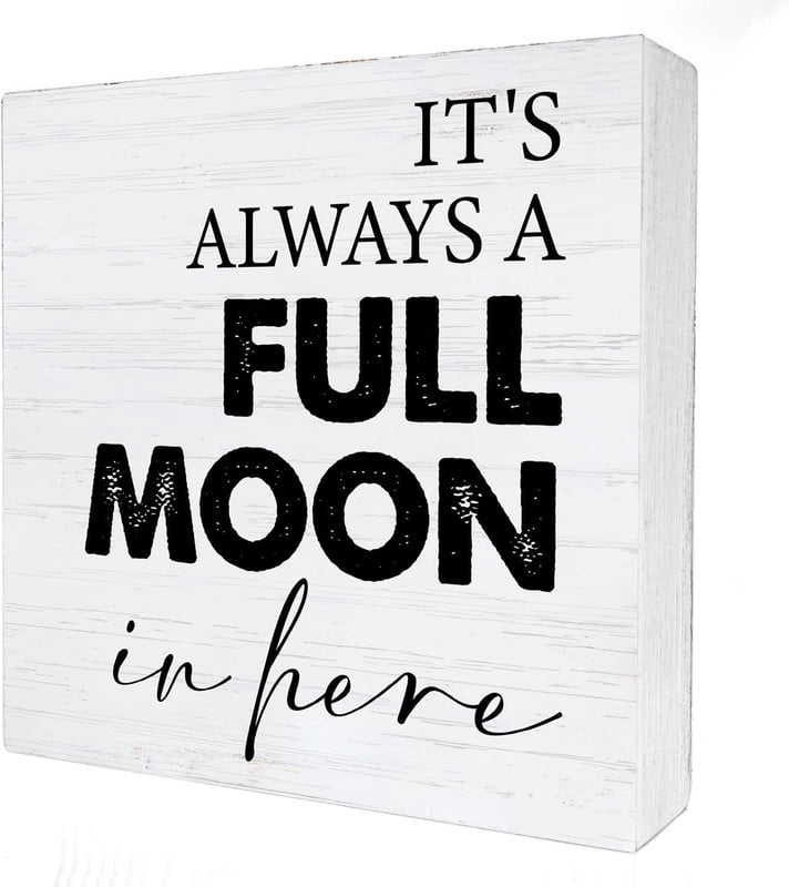 Rustic Full Moon Bathroom Wood Box Sign Decor Box Sign Humor Toilet ...