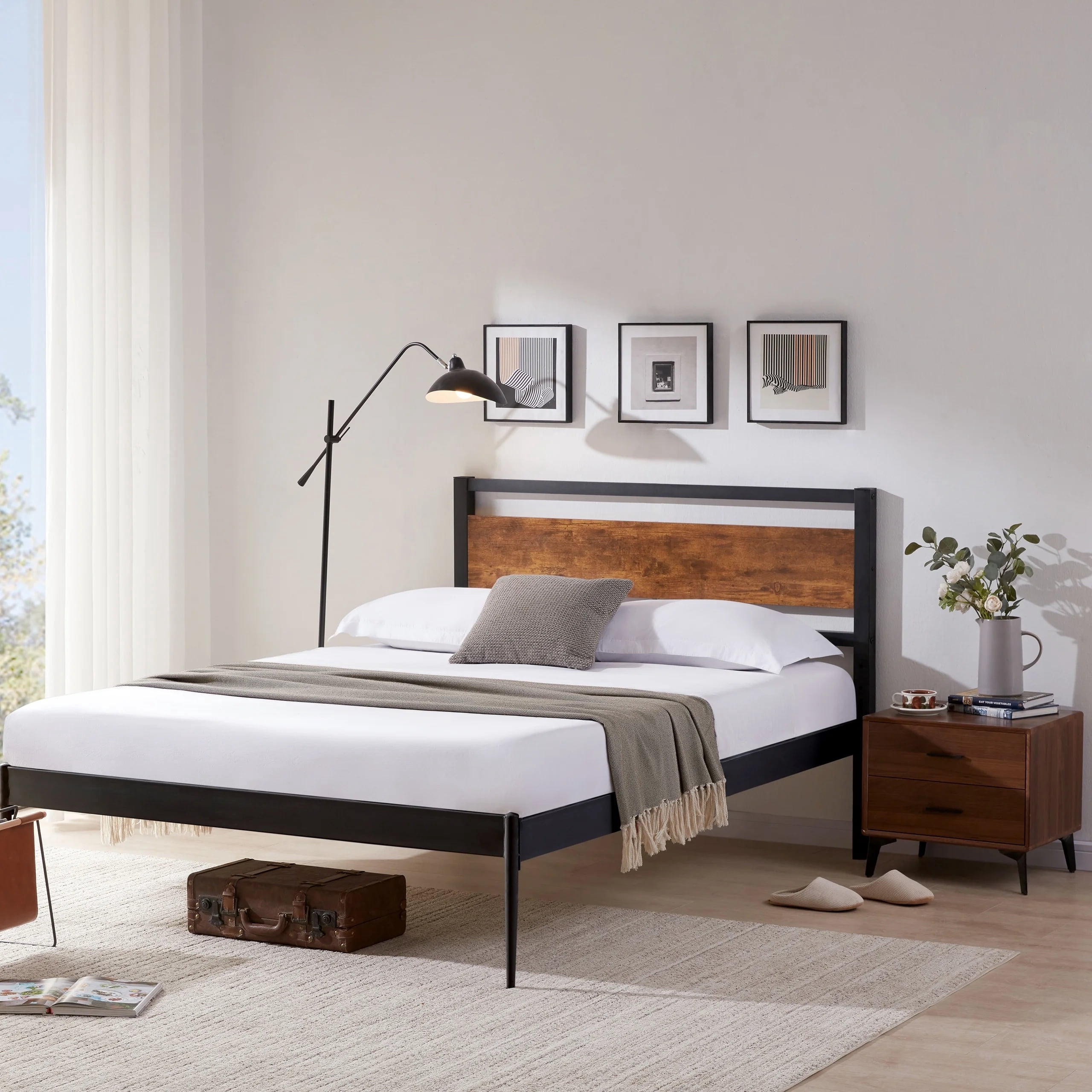 Rustic Full Size Headboard - Classic Country Style Design | Medium-Density Fiberboard Construction | Quick Assembly | 264 Lbs Weight Capacity | Vintage Brown Finish