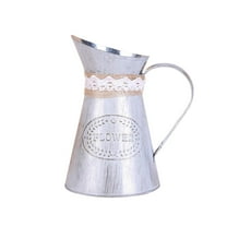 Rustic Galvanized Iron Decorative Vase For Wedding And Home Decoration, Farm-House Kitchen And Outdoor Courtyard Decor, Unique Rope Design French Country-Side Style Vase