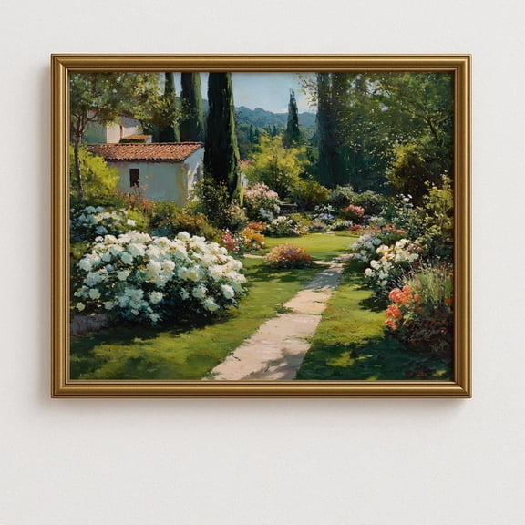 Rustic Garden Path Garden Wall Art, Cottagecore Floral Landscape, Summer Print Poster Wall Art, Vintage Charm Decor Print Poster 193, Size 12x18 UNFFRAMED F03.1.6l3329