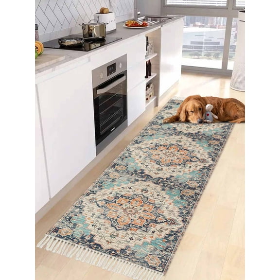 Rustic Geometric,Entryway Runner Rug 2x4ft,Farmhouse Shabby Chic Ethnic Tribal Washable Woven Living Room Hallway Bedroom Kitchen Carpet with Tassels,Indoor Outdoor Throw Door Mat for Entryway