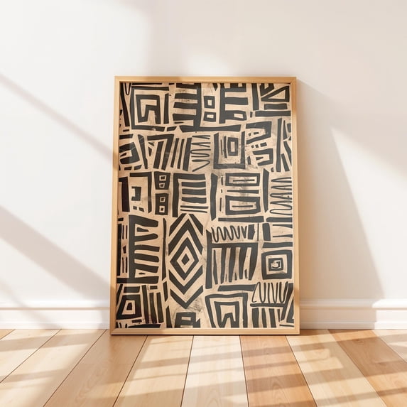 Rustic Geometric Pattern Tribal-inspired Boho Earthy Abstract Handmade ...