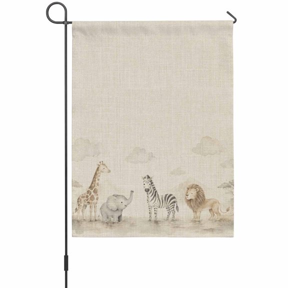 Rustic Giraffe Garden Flags For Outdoor, Elephant Zebra Lion Farmhouse Animal Small Double Side Yard Flags Weather Proof Garden Decor for Lawn Outside Holiday 12 x 18 Inches