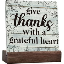 Rustic Give Thanks With A Greatful Heart Thanksgiving Ceramic Table Sign Fall Cute Sign Farmhouse Decorative Sign Plaque For Wall Desk Home Bathroom Decorationes