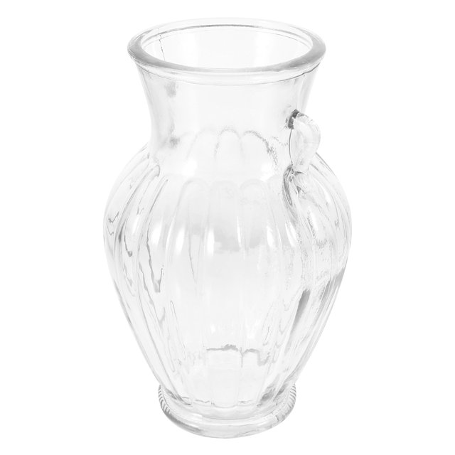 Rustic Glass Vase Ceramic Doubleeared Striped with Handle Home Living