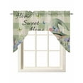 thumbnail image 1 of Rustic Gnome Kitchen Swag Valances for Windows, Spring Flowers Butterfly Green Check Swag Valances Curtains for Living Room, Rod Pocket Window Treatments for Bathroom, Bedroom, Cafe, 56"x36", 1 of 6