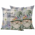 thumbnail image 1 of Rustic Gnome Outdoor Waterproof Pillow Covers, Spring Flowers Butterfly Purple Check Decorative Square Throw Pillowcase Sofa Cushion Sham for Patio/Couch/Chair, 16"x16" 2 Pack, 1 of 8