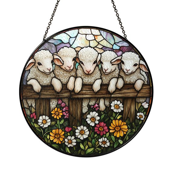 Rustic Goat Stained Glass Style Suncatcher – Window Art