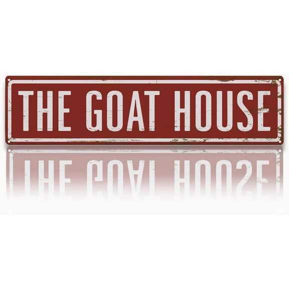 Rustic Goats House Metal Sign, Funny Goat House signs, Retro Metal Tin Sign, Wall Decor Art, Farmhouse Decor, Goat Pen Decor, Backyard Goats Gift 15.8x4 Inch
