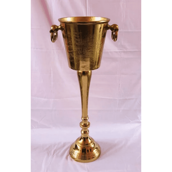 Rustic Gold Floor Standing Champagne Bucket Distressed Look Wine Cooler Ice Gift