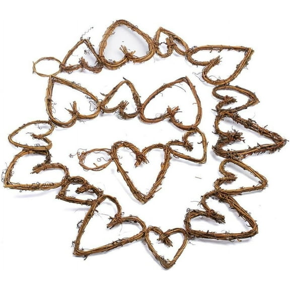 Rustic Grapevine Twig Hearts Chain Garland - for Valentine's Day & Rustic Decor - Factory Direct Craft
