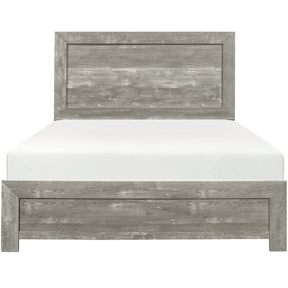 Rustic Gray Bedroom Furniture Queen Bed With Engineered Wood Headboard And Rails 3d Printed Veneers Paper Subtle Framing Faux Veneer Modern In