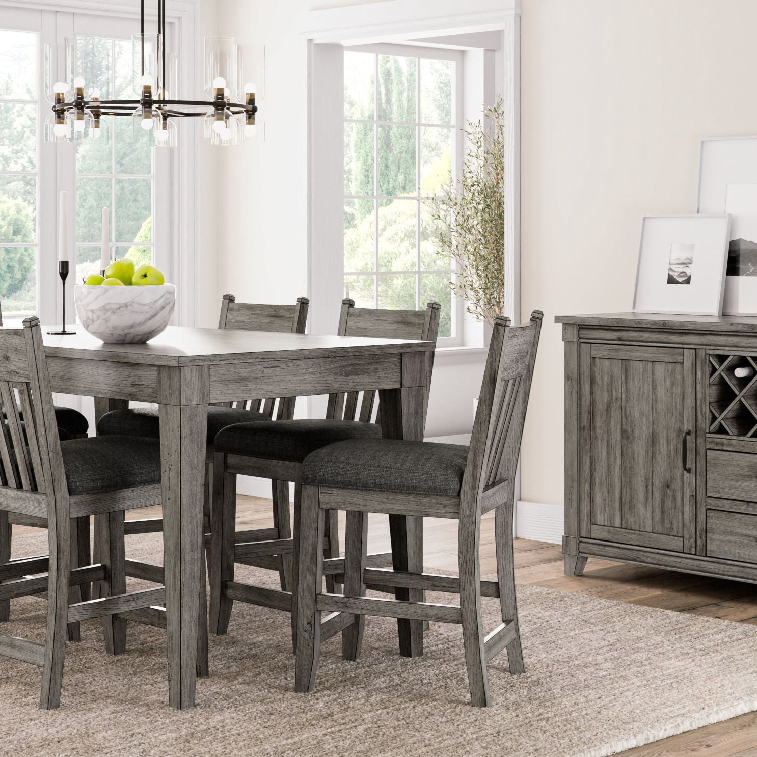 Rustic Kitchen Counter Stools Rustic Gray Counter Stool Set - Farmhouse Style Solid Wood Construction ...