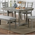 thumbnail image 1 of Rustic Gray Dining Table - 60" Rectangular, Diamond Wood Grain, Wire-brushed Finish, Trestle Base, Seats 6. Perfect for Dining Room., 1 of 6