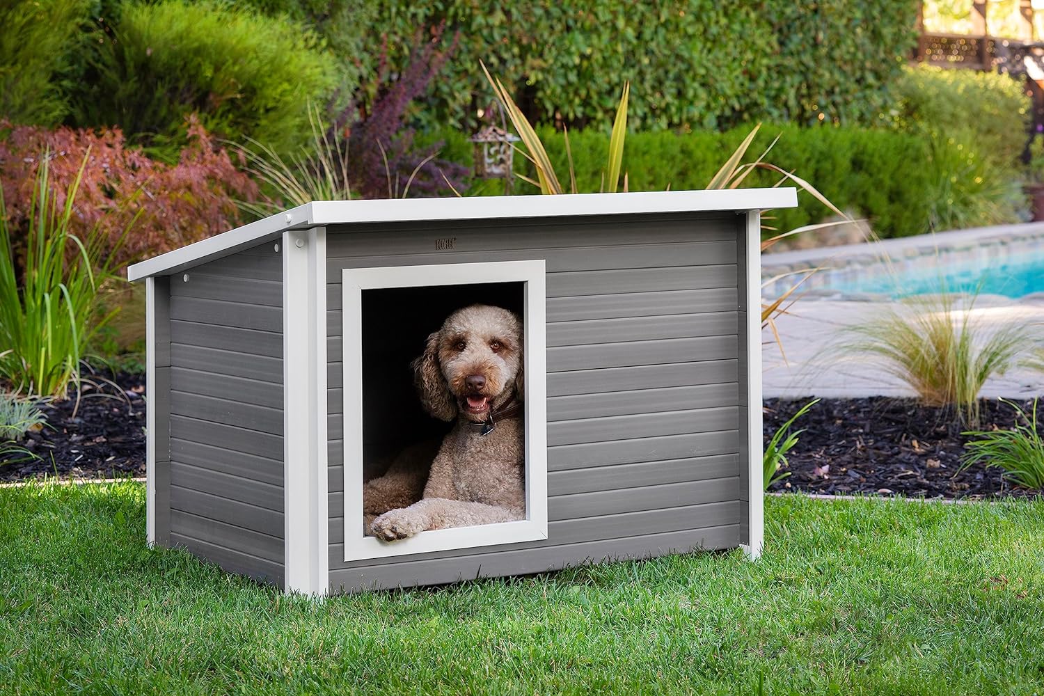 Rustic Gray Dog House Extra Large, 150Lbs, 10YR Warranty NonToxic