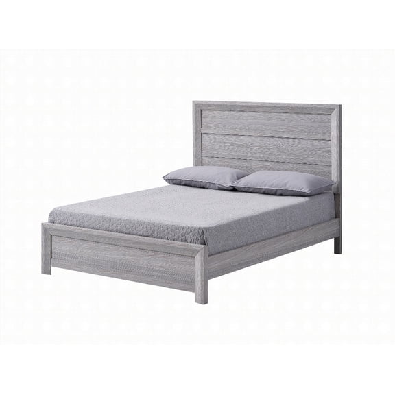 Queen Size Solid Wood Platform Bed Frame with Gray Finish for Master Bedroom (No Box Spring Needed)