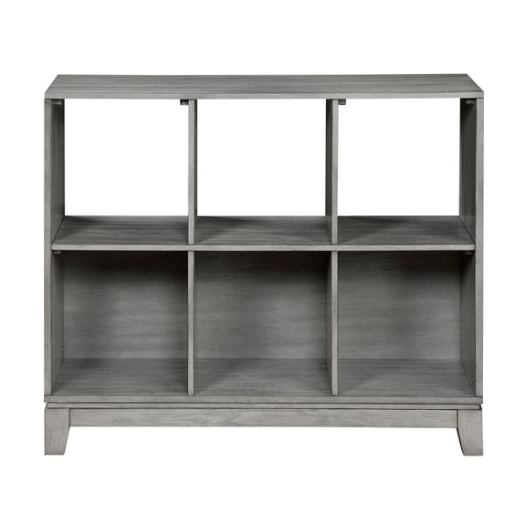 Rustic Gray Finish - 6-Shelf Furniture - Bedroom Arrangement - Transitional Appeal