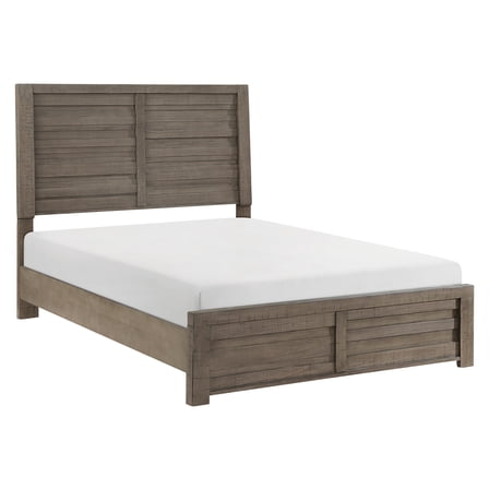 Rustic Gray Finish Bedroom Bed, Full Size Wood With Headboard And Rails Style Bed In Gray, Furniture