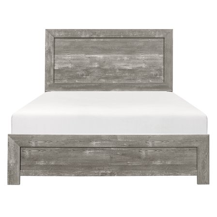 Rustic Gray Full Size Bedroom Bed, Wood Construction With Required Foundation And Rails, Headboard Included Engineered &