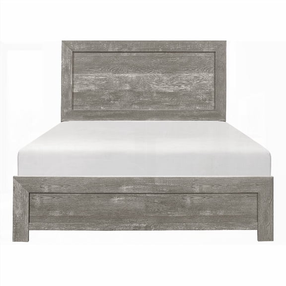 Rustic Gray Full Size Panel Bed for Bedroom, Comes with Headboard, Footboard and Ships in One Box