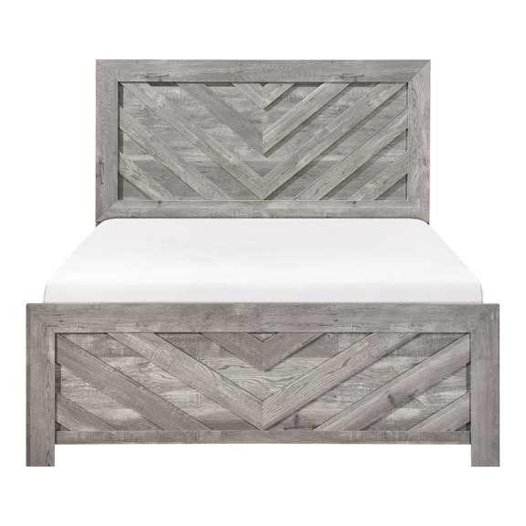 Rustic Gray Queen Size Bed, With And Rails, Bedroom Essential Piece Bed For Decoration, Made Of Wood Engineered Materials