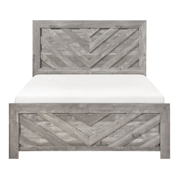 Rustic Gray Queen Size Bed, With And Rails, Bedroom Essential Piece Bed For Decoration, Made Of Wood Engineered Materials