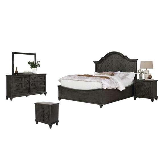Rustic Gray Wood 5pc Queen Bedroom Set