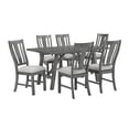 thumbnail image 1 of Rustic Gray Wood 7 piece Dining Set with Gray Linen Upholstered Chairs, 1 of 5