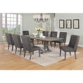 thumbnail image 1 of Rustic Gray Wood 9pc Dining Set with Table and Gray Linen Chairs, 1 of 6